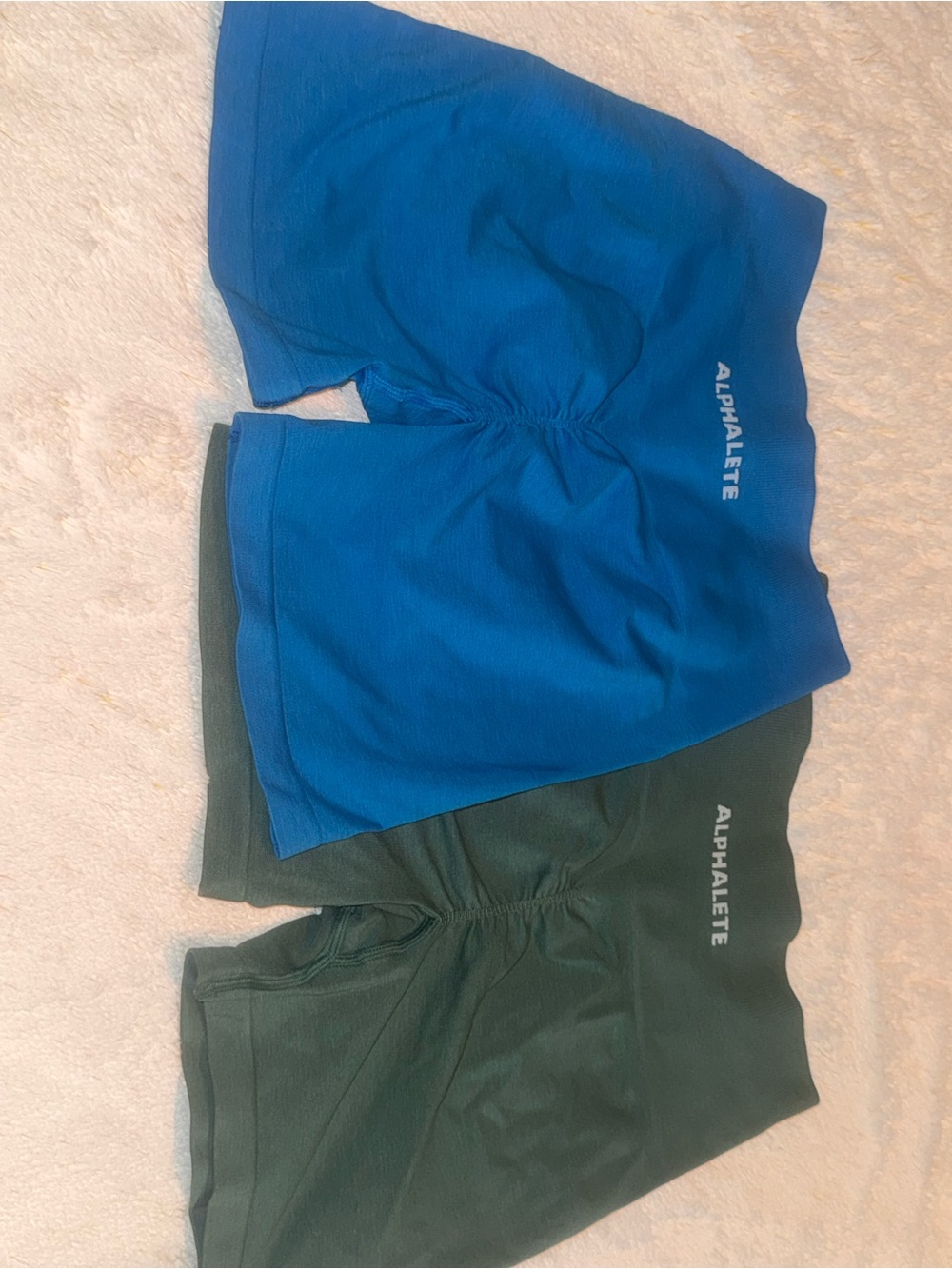 Alphalete Dual-Pack Athletic Shorts in Blue and Dark Green